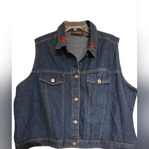 StarWear Embellished Denim Vest Western 70's Retro Nostalgic Boho Plus Size 22